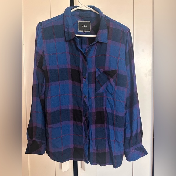 Rails Women's Blue Plaid Long Sleeve Blouse, Button Front, Size L - Picture 1 of 7